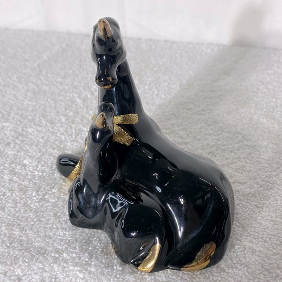 Vintage Black Ceramic Unicorn Figurine W Gold Accents - Picture 14 of 15